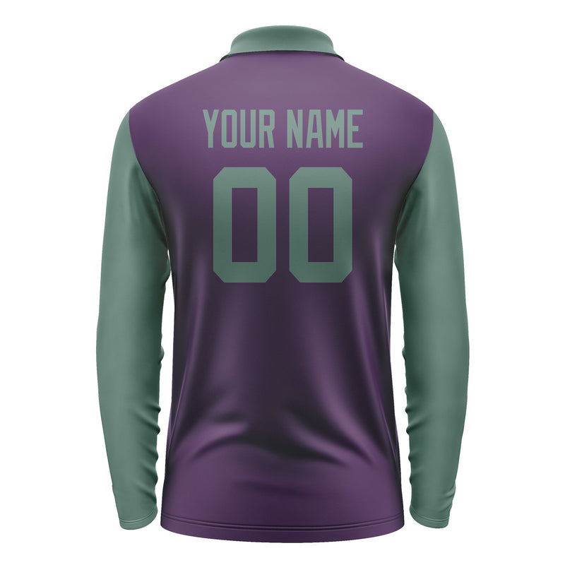 Custom Purple Blue Green Long Sleeve Polo Shirt Pl072727B127
