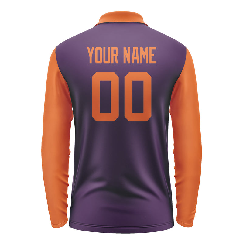 Custom Purple Orange Long Sleeve Polo Shirt Pl072828B128