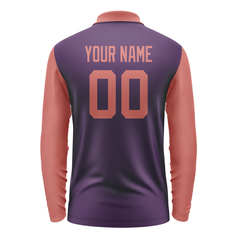 Custom Purple Copper Rose Long Sleeve Polo Shirt Pl072929B129
