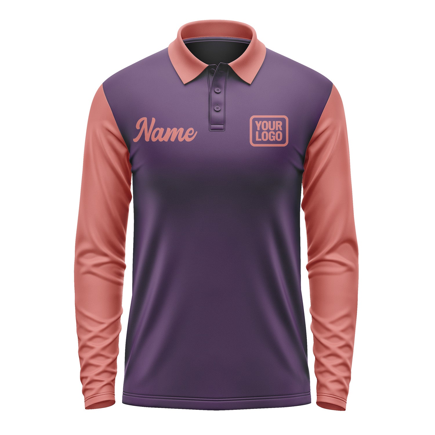 Custom Purple Copper Rose Long Sleeve Polo Shirt Pl072929B129