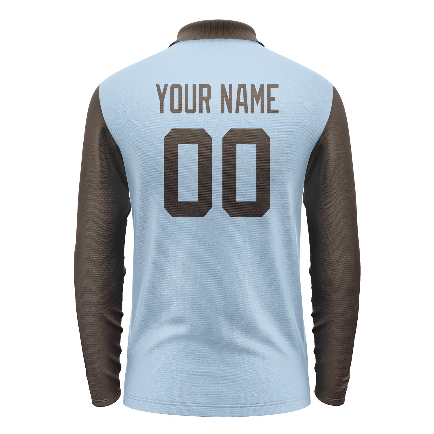 Custom Light Blue Brown Long Sleeve Polo Shirt Pl080101B101