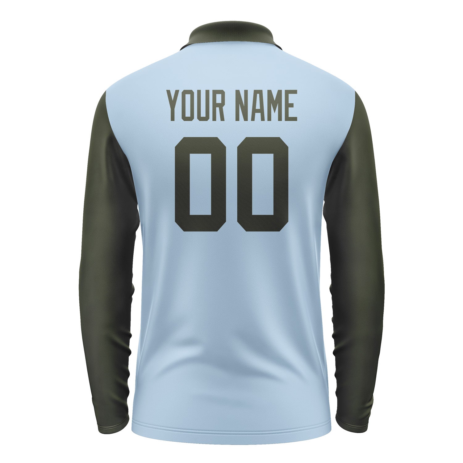 Custom Light Blue Olive Long Sleeve Polo Shirt Pl080202B102