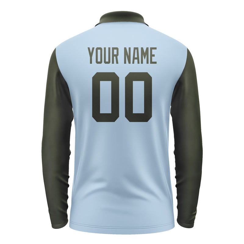 Custom Light Blue Olive Long Sleeve Polo Shirt Pl080202B102