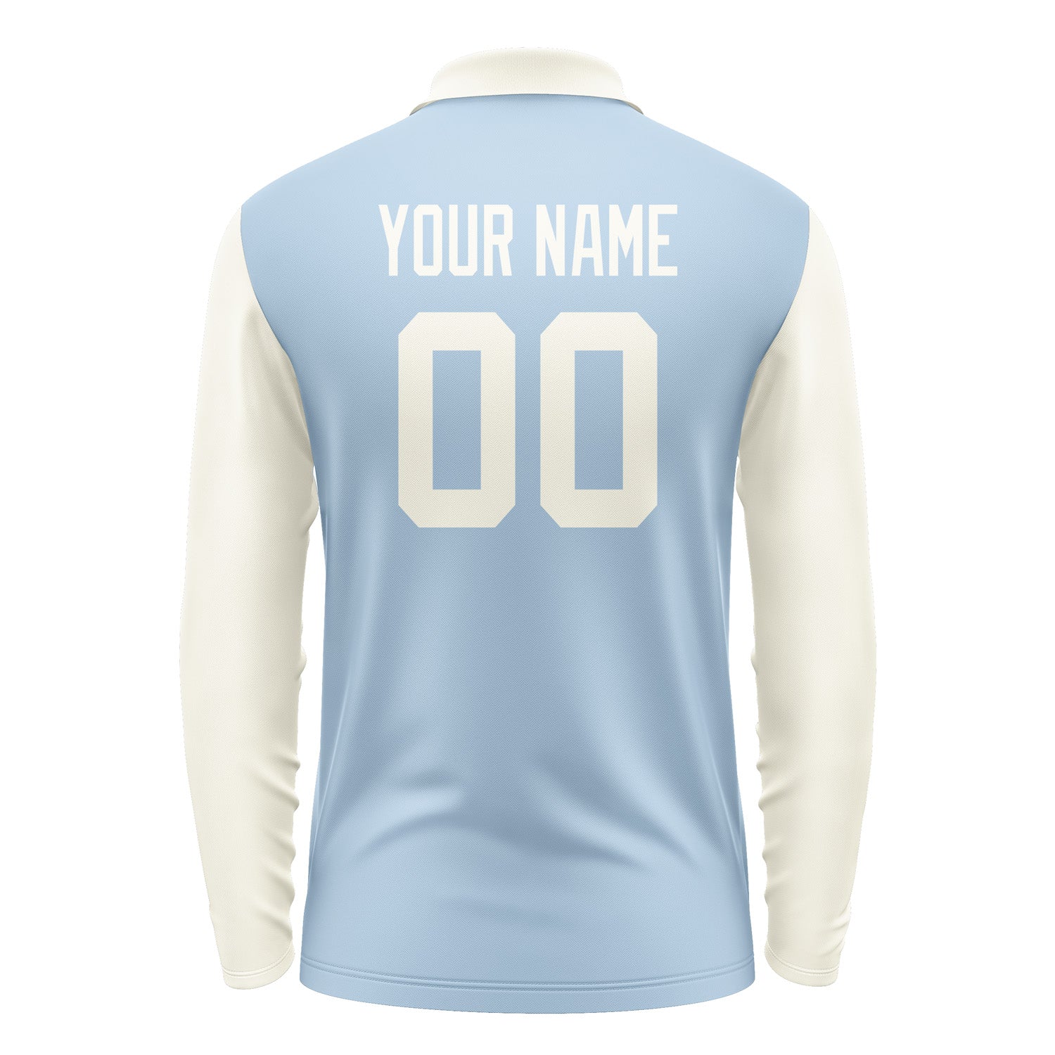 Custom Light Blue Cream Long Sleeve Polo Shirt Pl080303B103
