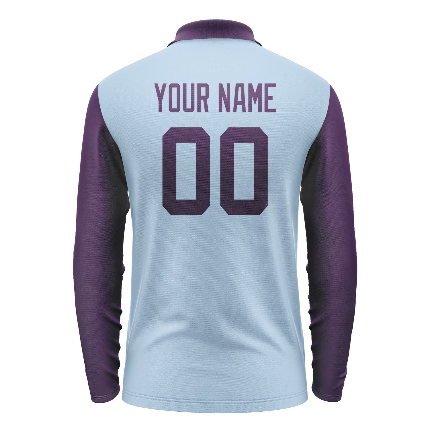 Custom Light Blue Purple Long Sleeve Polo Shirt Pl080707B107
