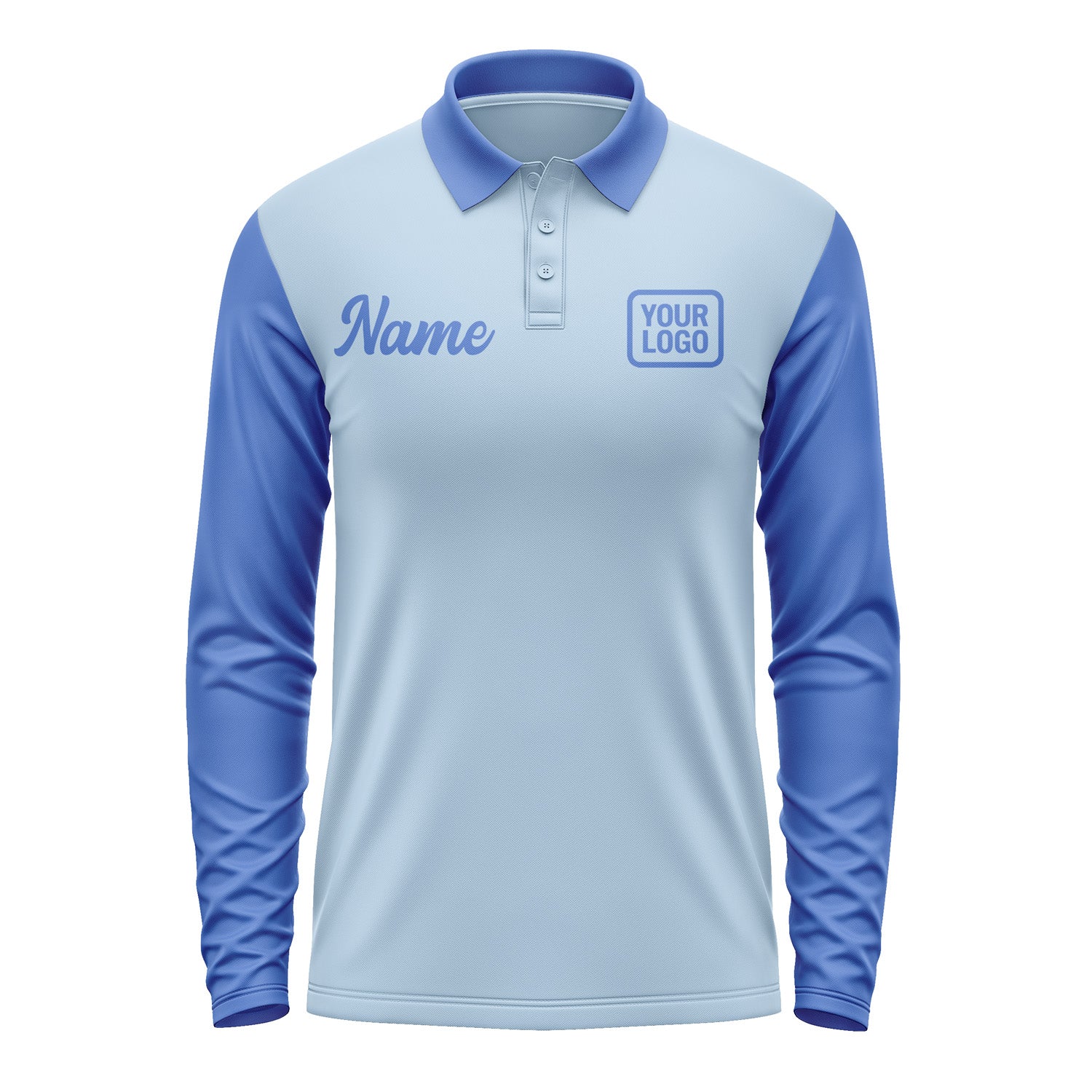 Custom Light Blue Sky Blue Long Sleeve Polo Shirt Pl080909B109