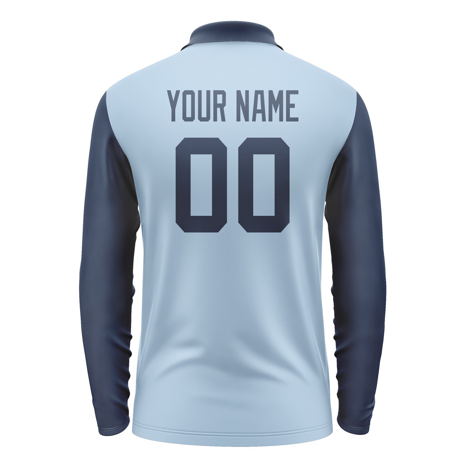 Custom Light Blue Blue Long Sleeve Polo Shirt Pl081010B110