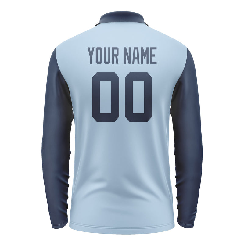Custom Light Blue Blue Long Sleeve Polo Shirt Pl081010B110