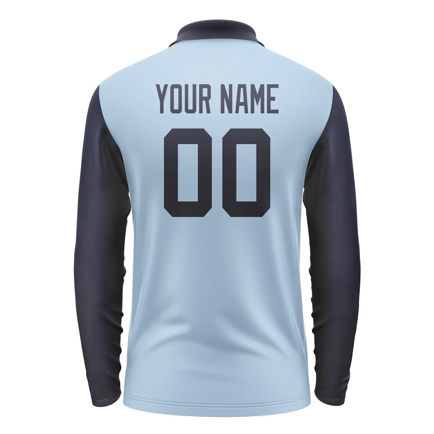 Custom Light Blue Navy Long Sleeve Polo Shirt Pl081111B111