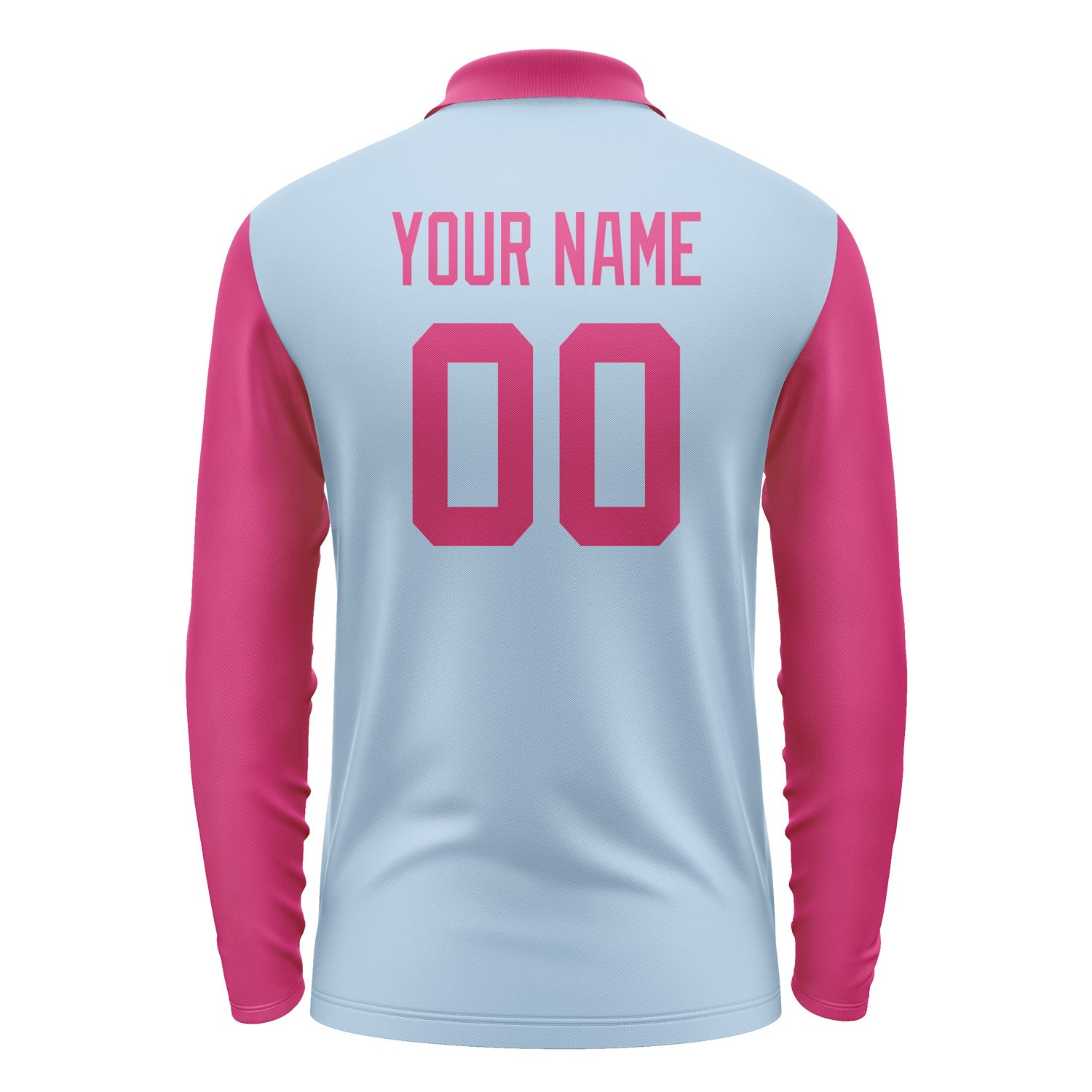Custom Light Blue Pink Long Sleeve Polo Shirt Pl081313B113