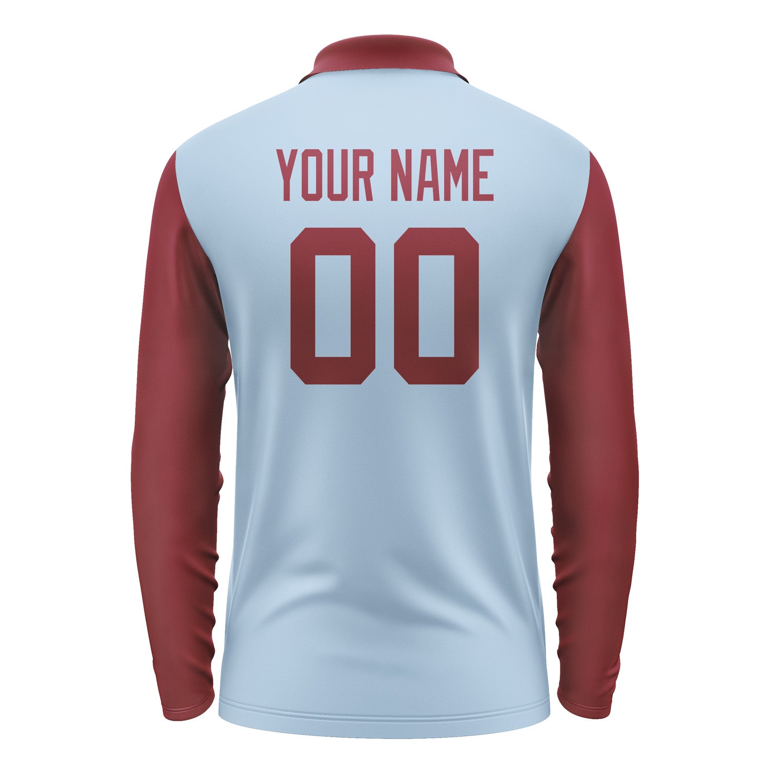 Custom Light Blue Crimson Red Long Sleeve Polo Shirt Pl081515B115