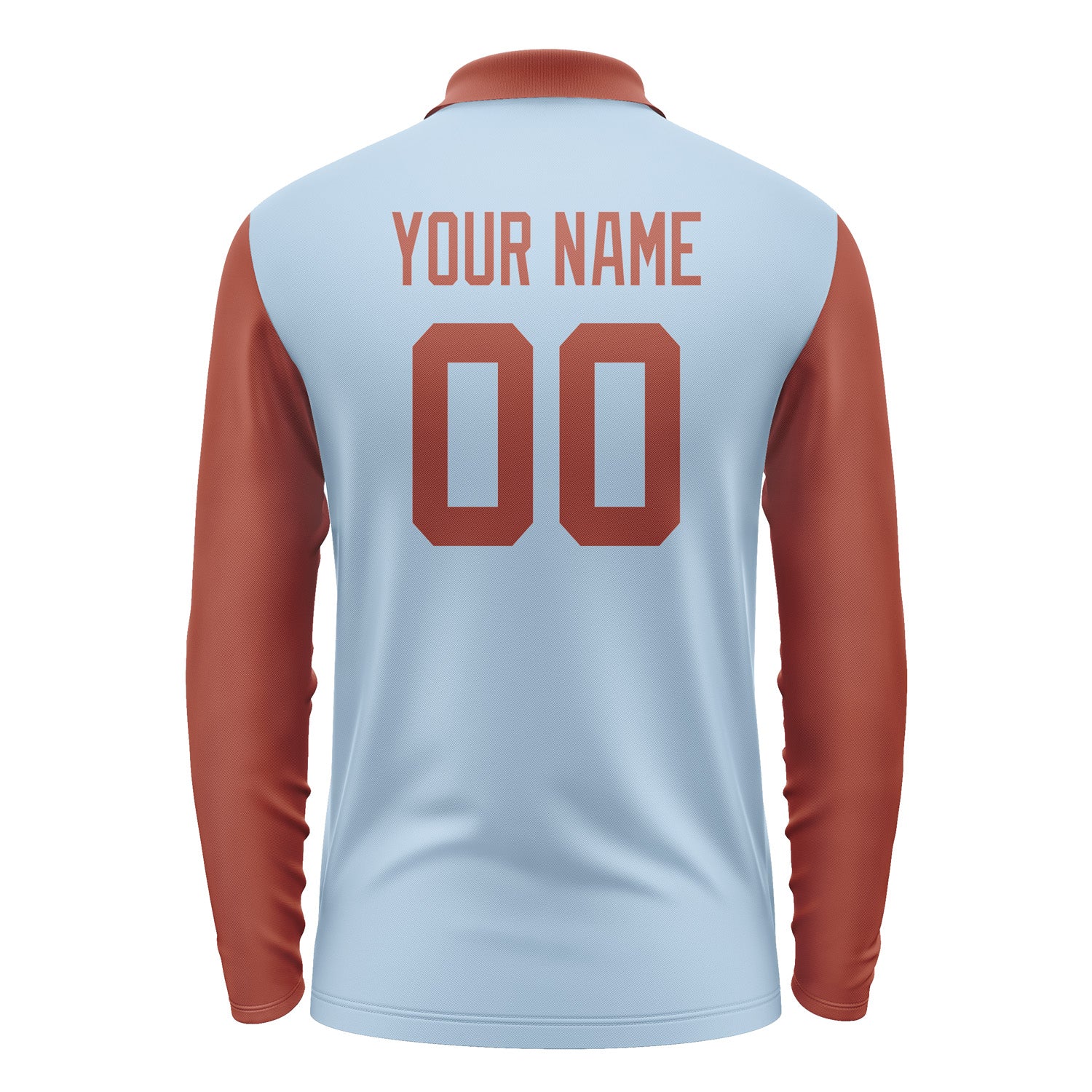 Custom Light Blue Coral Red Long Sleeve Polo Shirt Pl081616B116