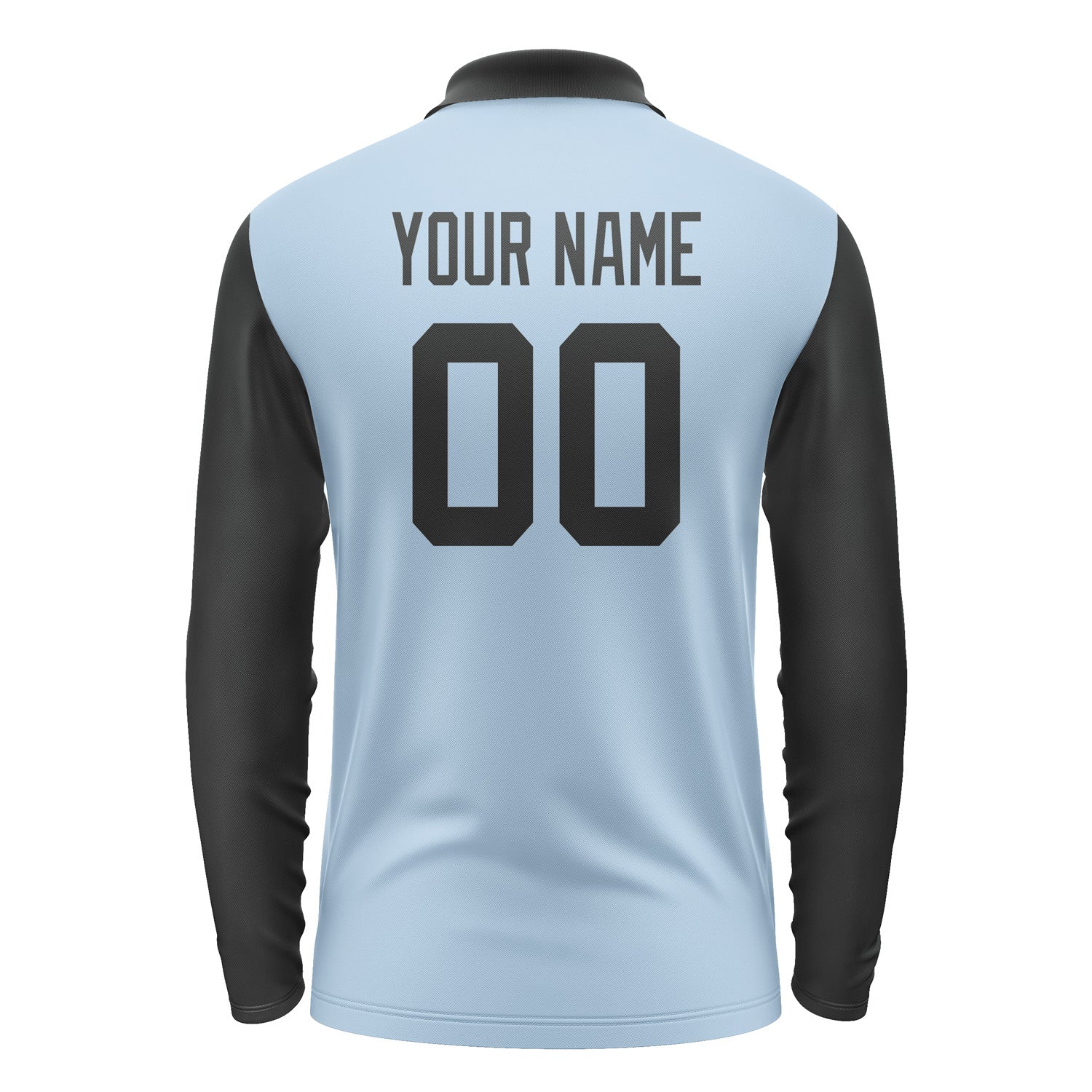 Custom Light Blue Black Long Sleeve Polo Shirt Pl081717B117