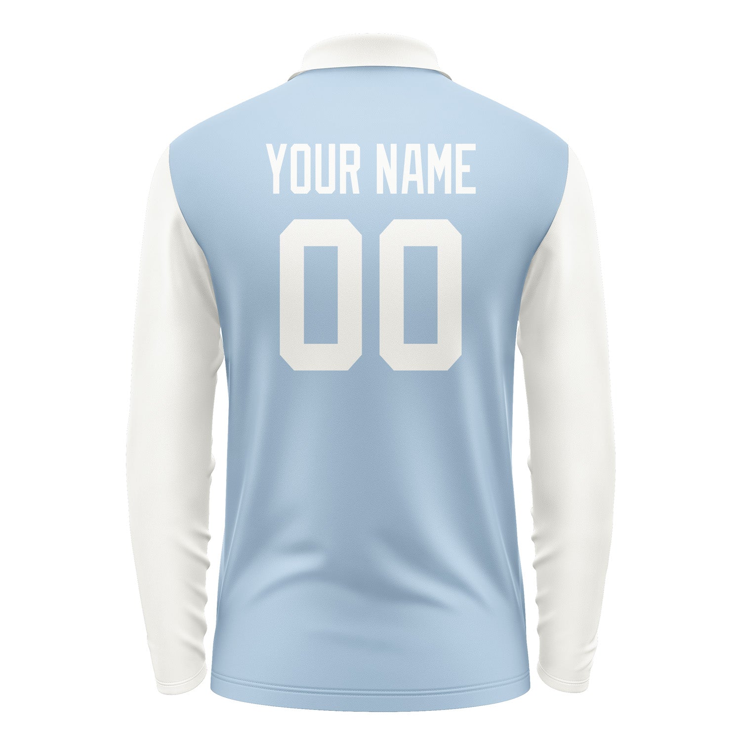Custom Light Blue White Long Sleeve Polo Shirt Pl081818B118