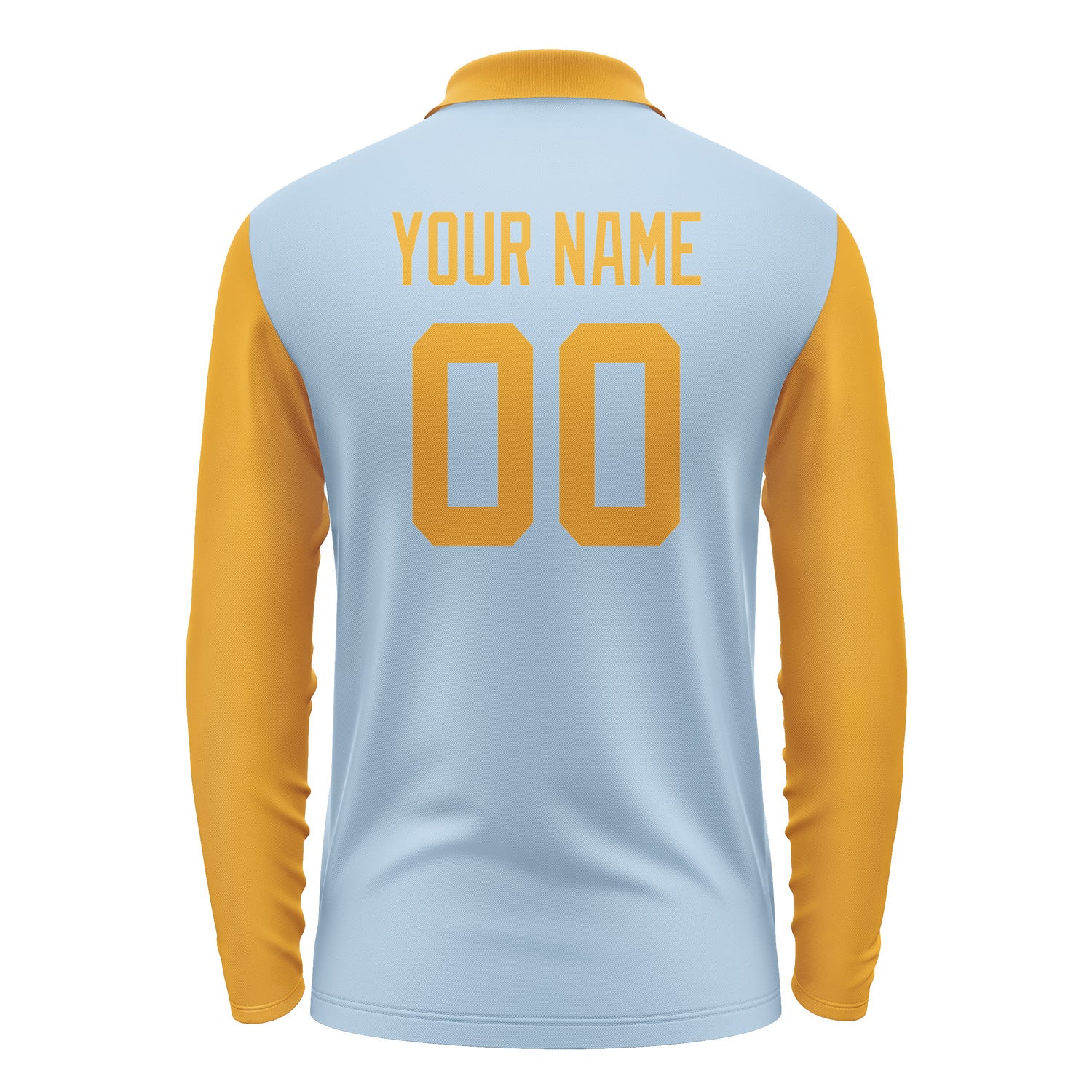 Custom Light Blue Yellow Long Sleeve Polo Shirt Pl081919B119