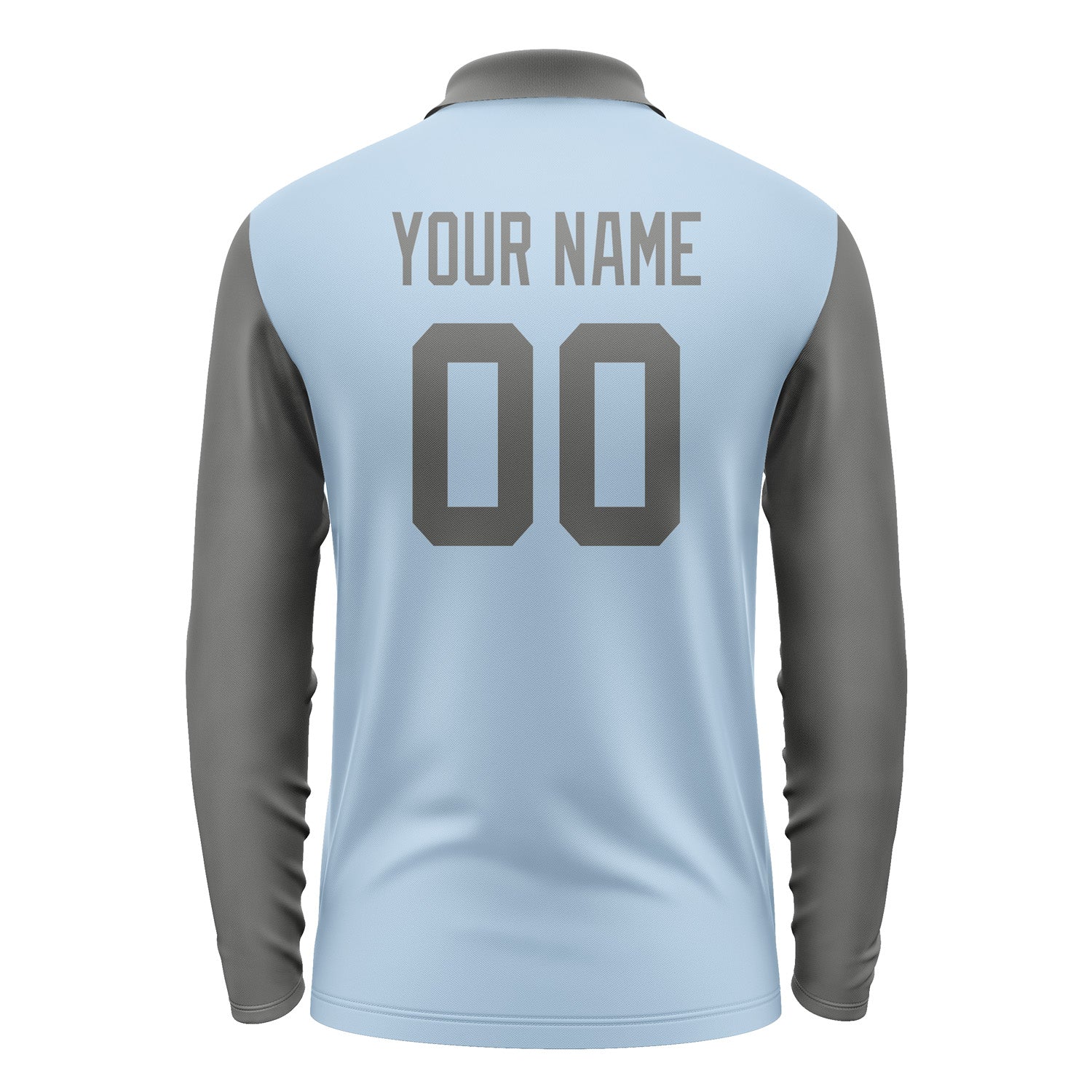 Custom Light Blue Dark Grey Long Sleeve Polo Shirt Pl082020B120