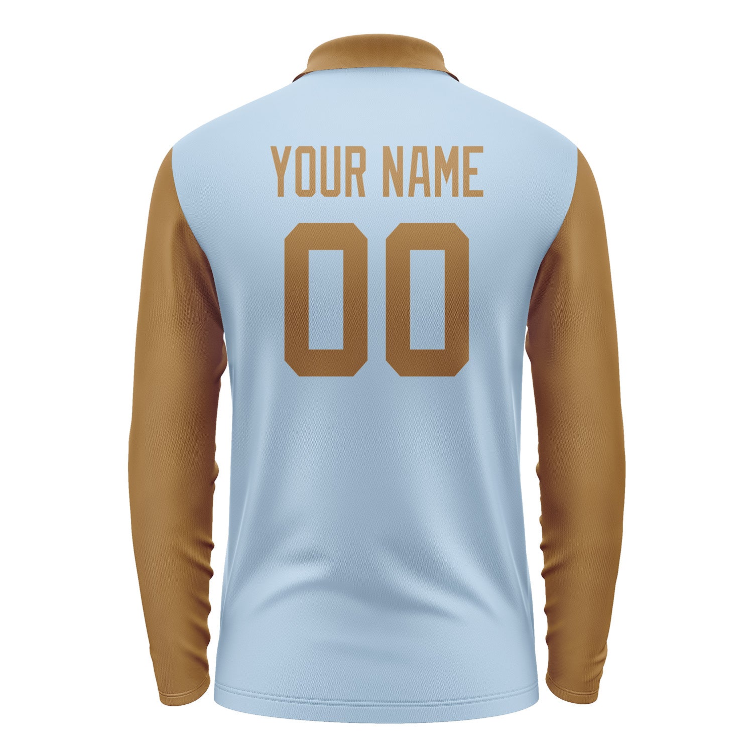 Custom Light Blue Khaki Long Sleeve Polo Shirt Pl082222B122