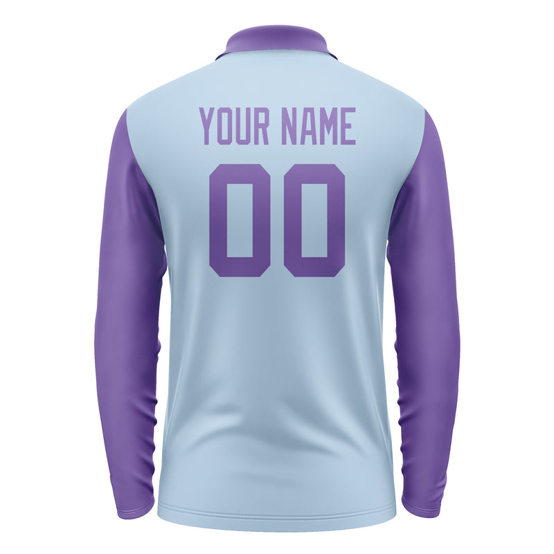 Custom Light Blue Light Purple Long Sleeve Polo Shirt Pl082323B123