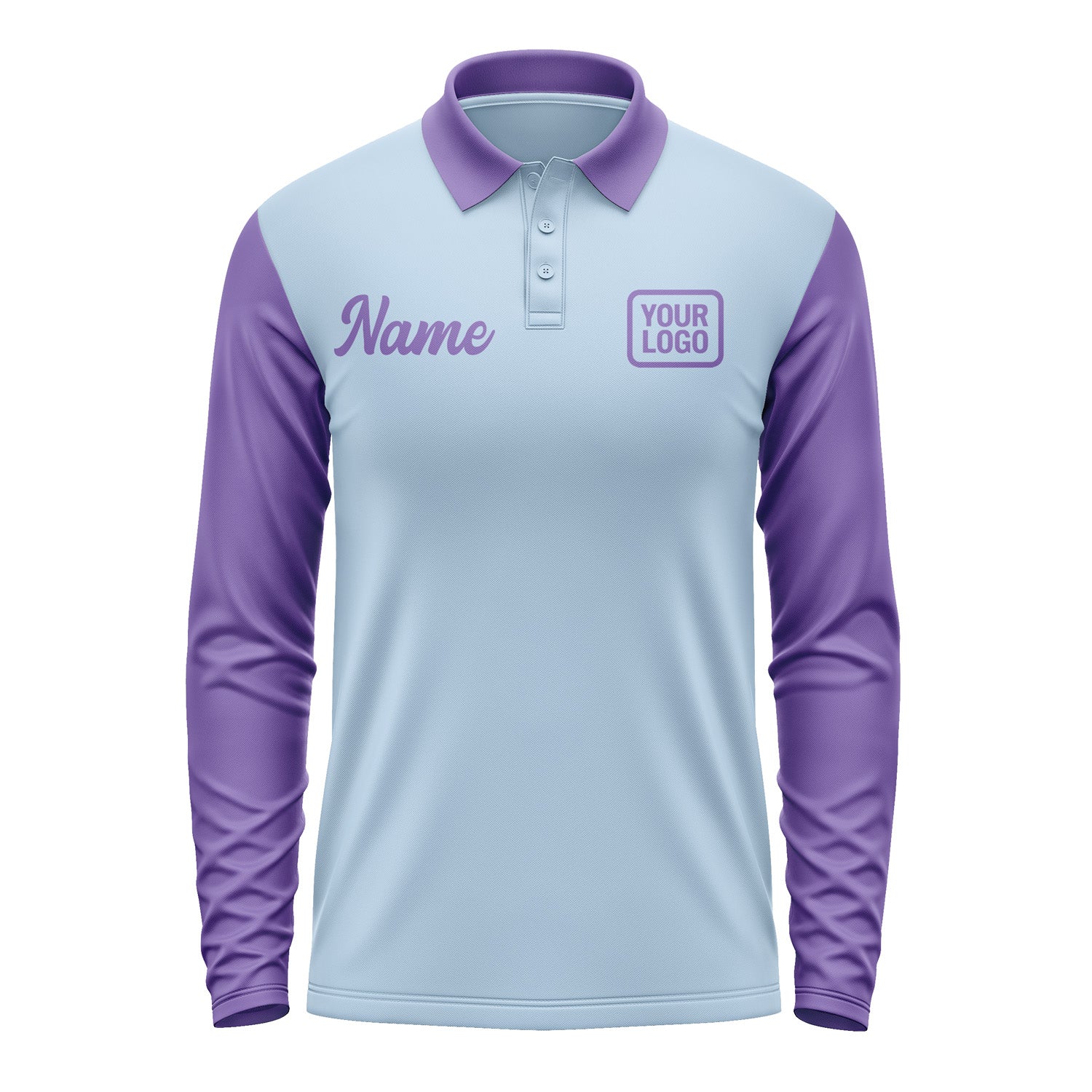 Custom Light Blue Light Purple Long Sleeve Polo Shirt Pl082323B123