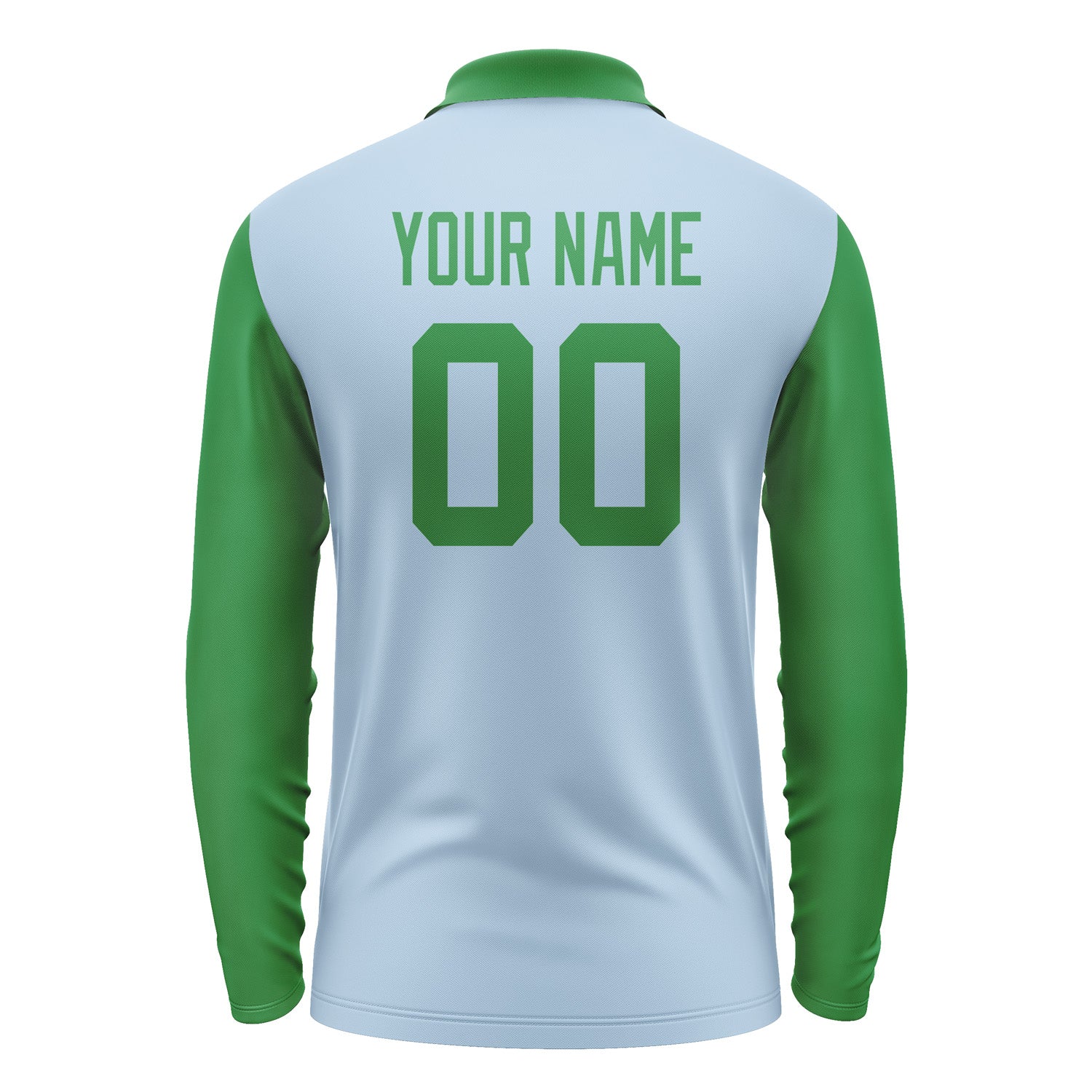 Custom Light Blue Emerald Green Long Sleeve Polo Shirt Pl082424B124