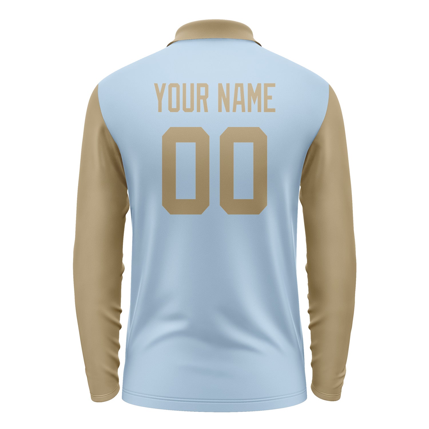 Custom Light Blue Light Khaki Long Sleeve Polo Shirt Pl082525B125