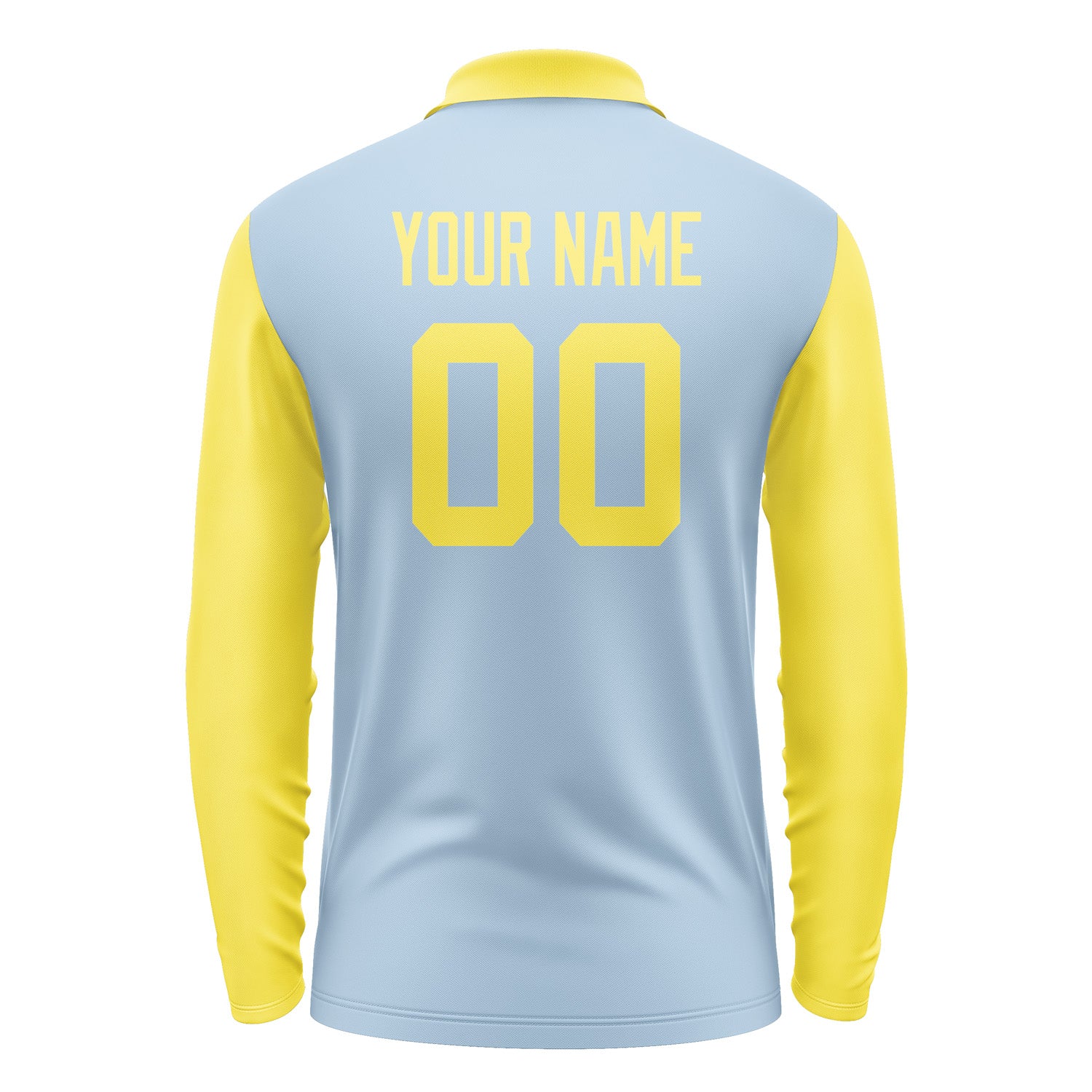 Custom Light Blue Light Yellow Long Sleeve Polo Shirt Pl082626B126