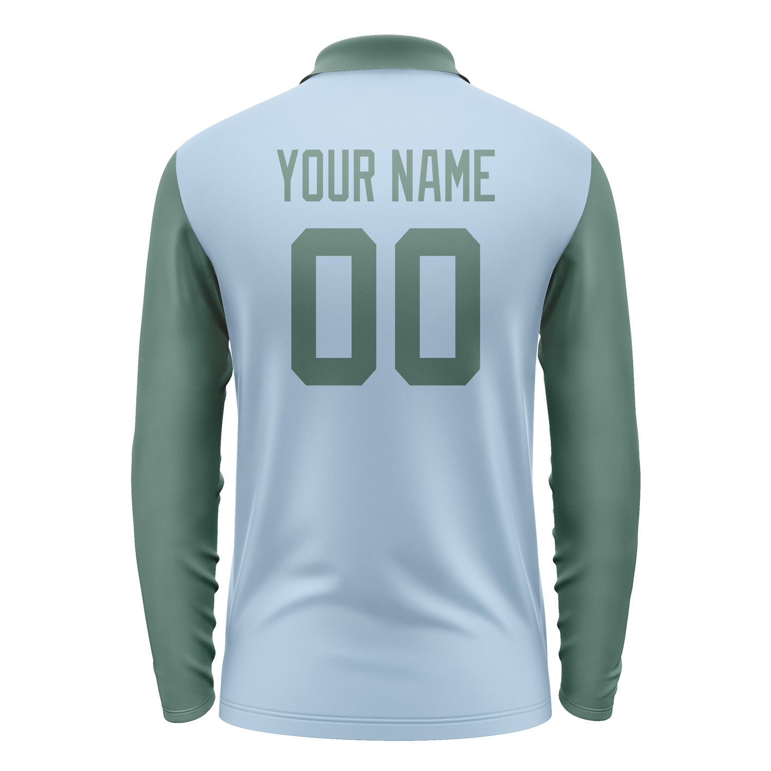 Custom Light Blue Blue Green Long Sleeve Polo Shirt Pl082727B127