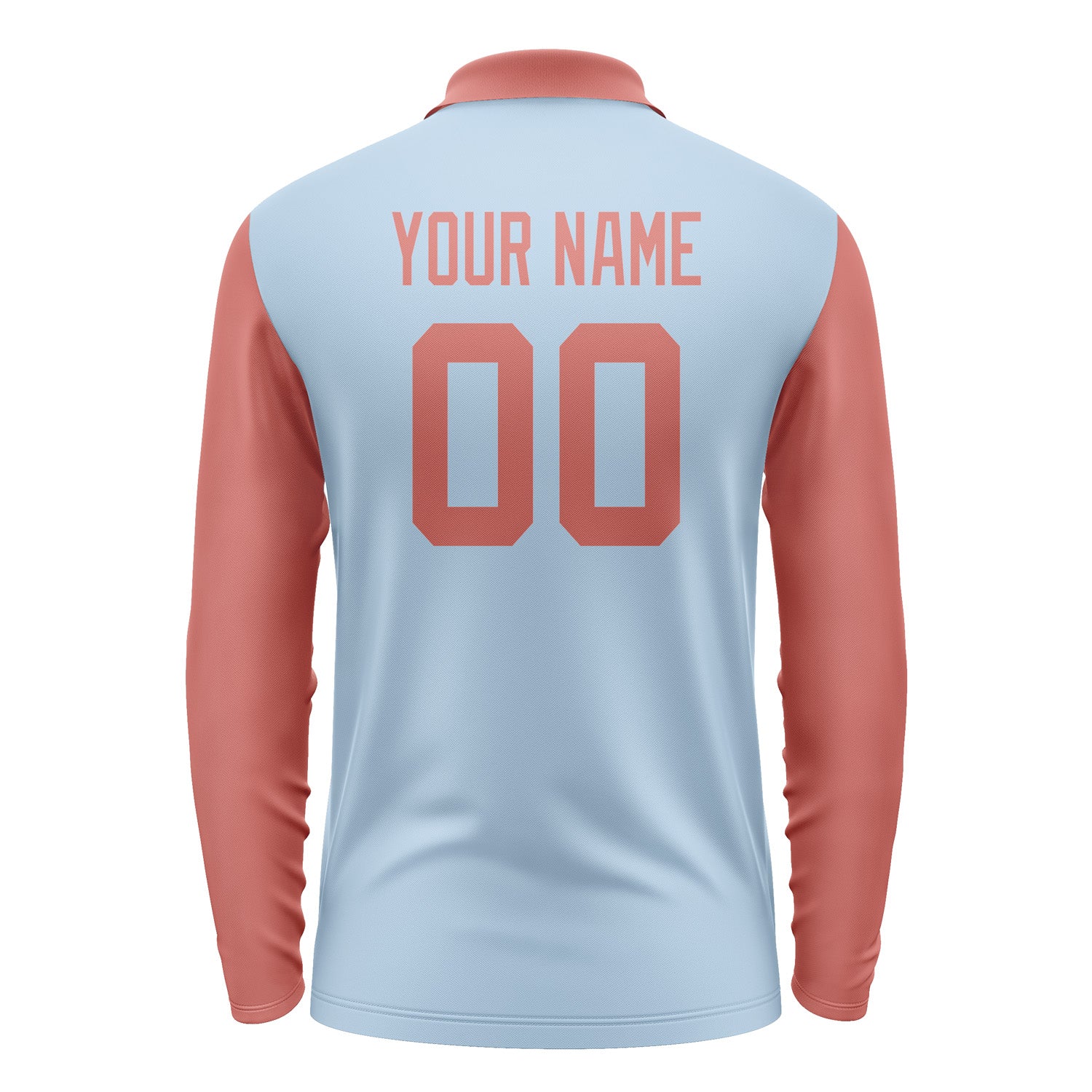 Custom Light Blue Copper Rose Long Sleeve Polo Shirt Pl082929B129