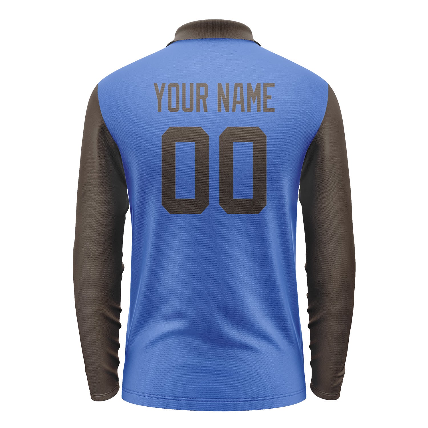 Custom Sky Blue Brown Long Sleeve Polo Shirt Pl090101B101