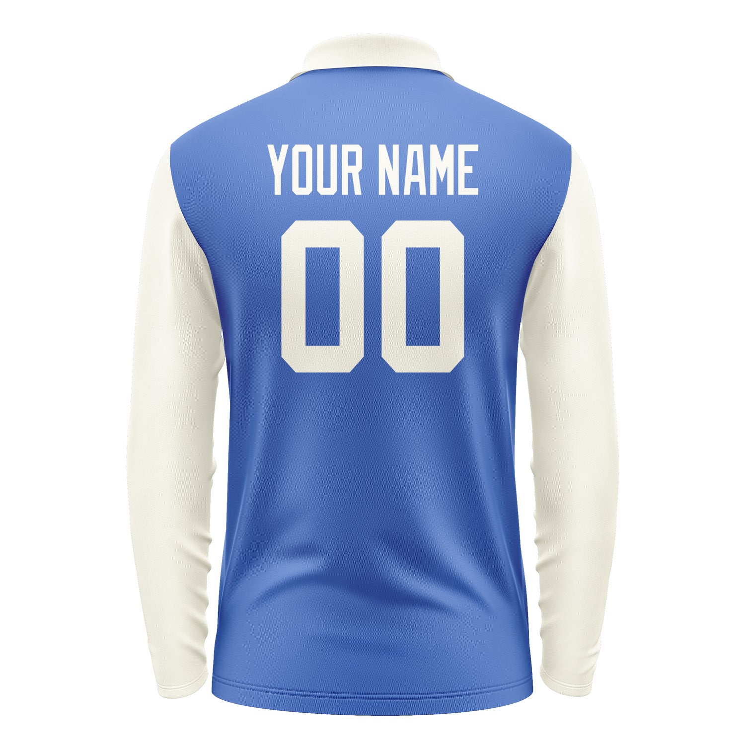 Custom Sky Blue Cream Long Sleeve Polo Shirt Pl090303B103