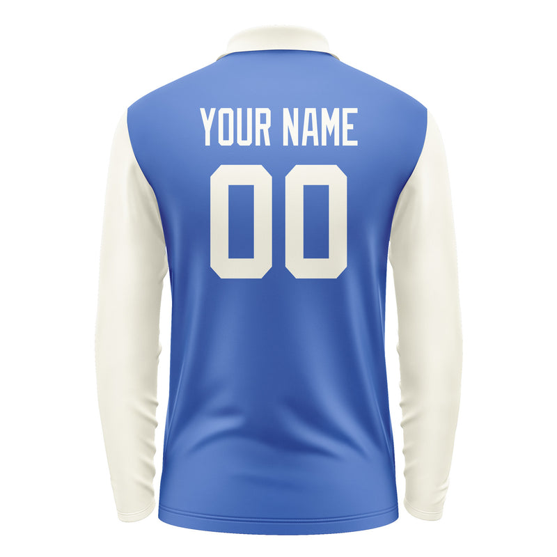 Custom Sky Blue Cream Long Sleeve Polo Shirt Pl090303B103