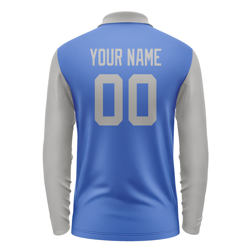 Custom Sky Blue Gray Long Sleeve Polo Shirt Pl090404B104