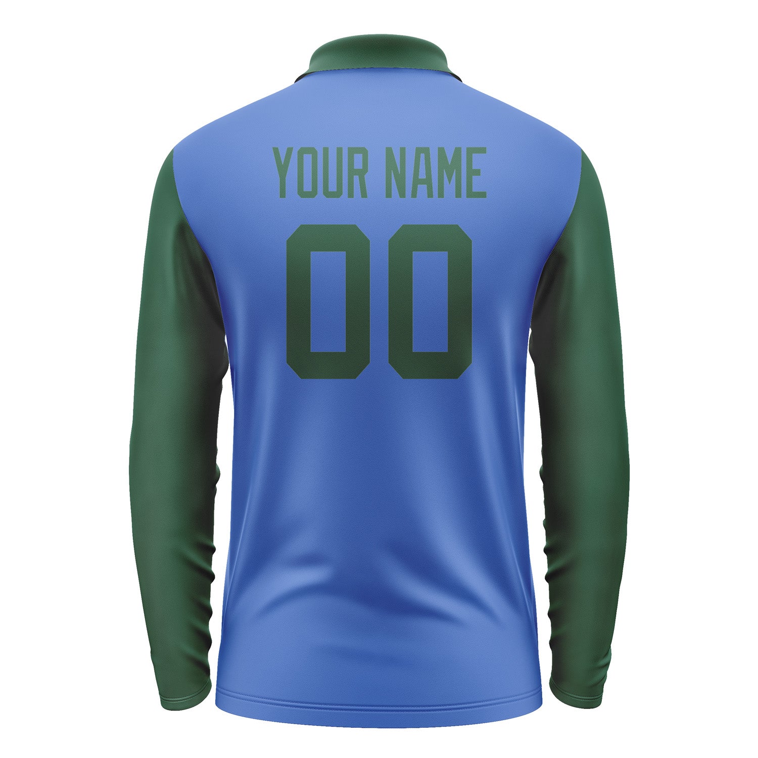 Custom Sky Blue Green Long Sleeve Polo Shirt Pl090505B105