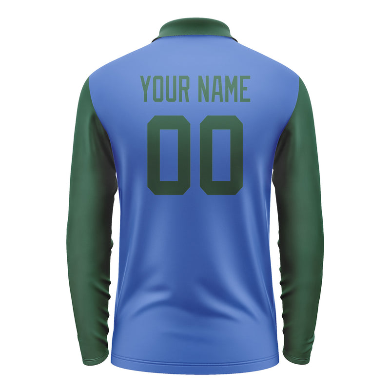 Custom Sky Blue Green Long Sleeve Polo Shirt Pl090505B105