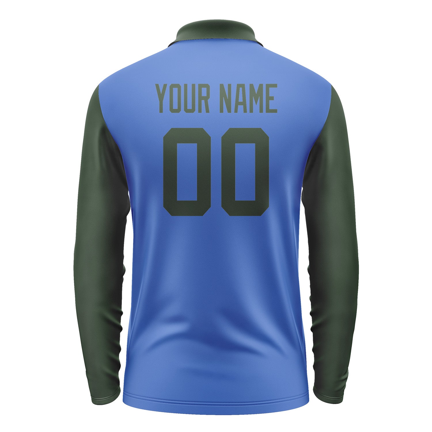 Custom Sky Blue Dark Green Long Sleeve Polo Shirt Pl090606B106