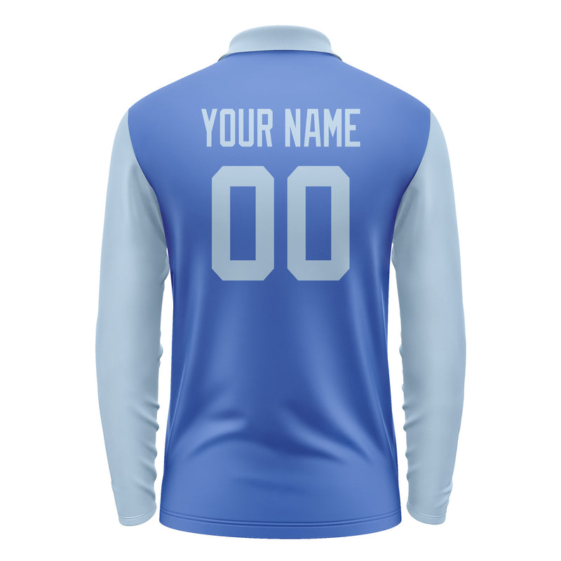 Custom Sky Blue Light Blue Long Sleeve Polo Shirt Pl090808B108