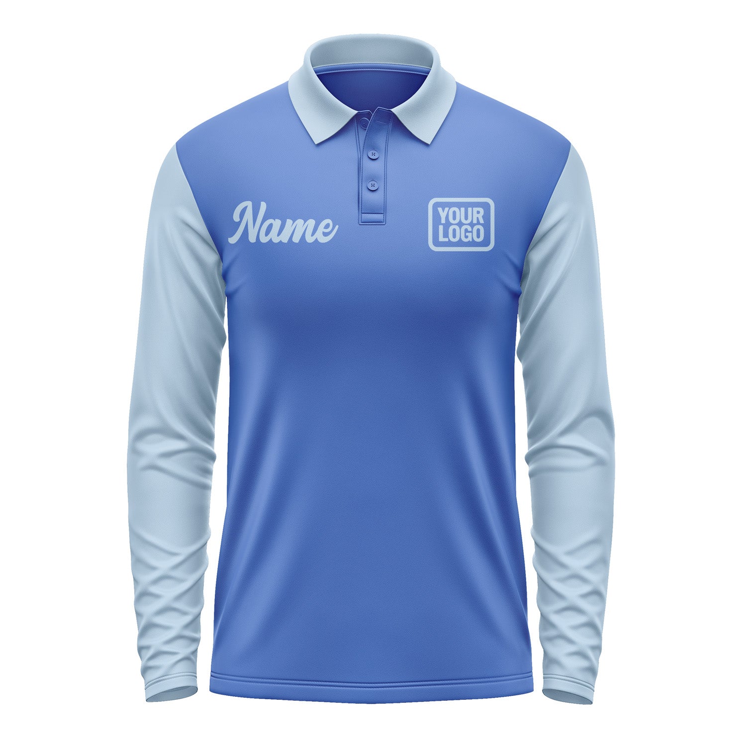 Custom Sky Blue Light Blue Long Sleeve Polo Shirt Pl090808B108