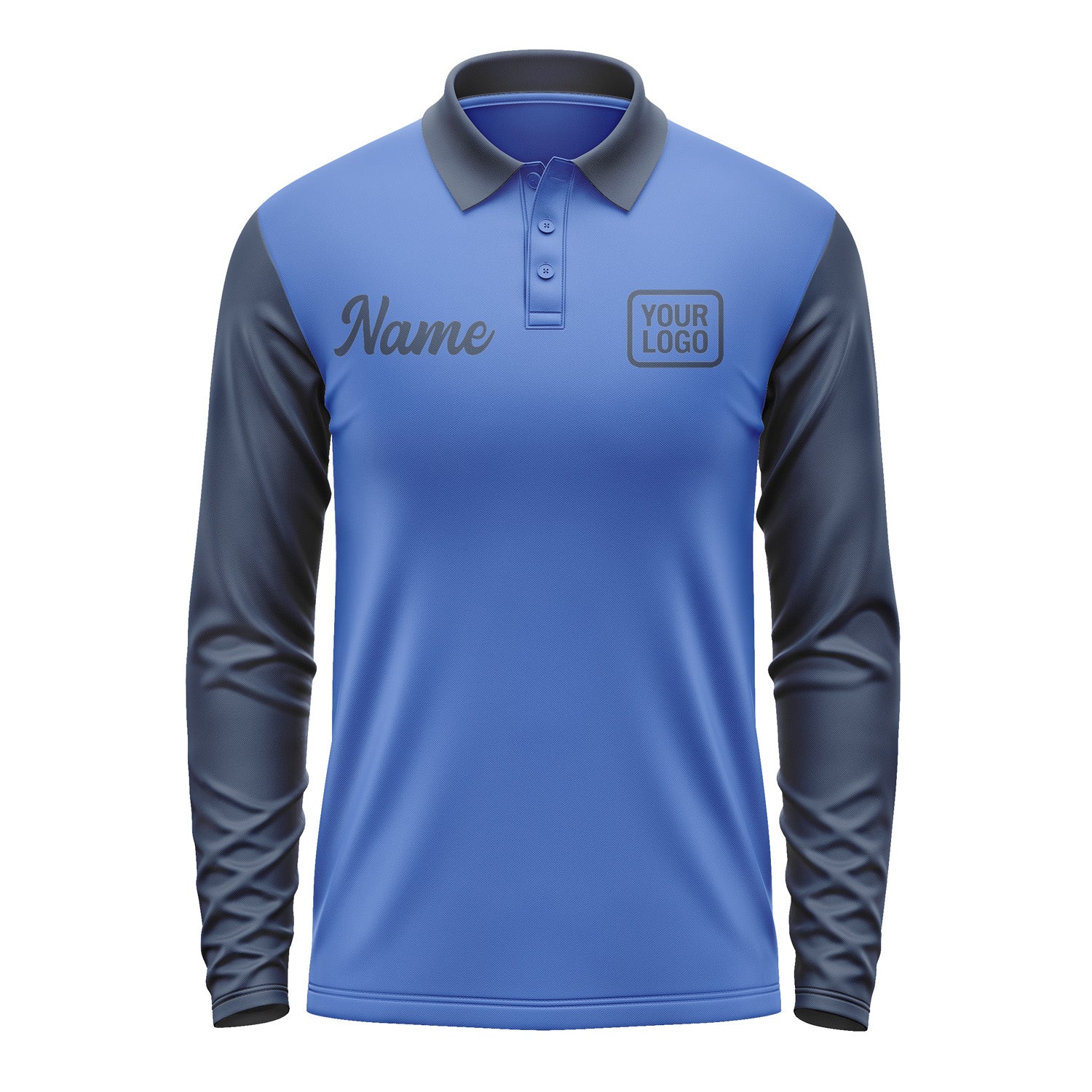 Custom Sky Blue Blue Long Sleeve Polo Shirt Pl091010B110