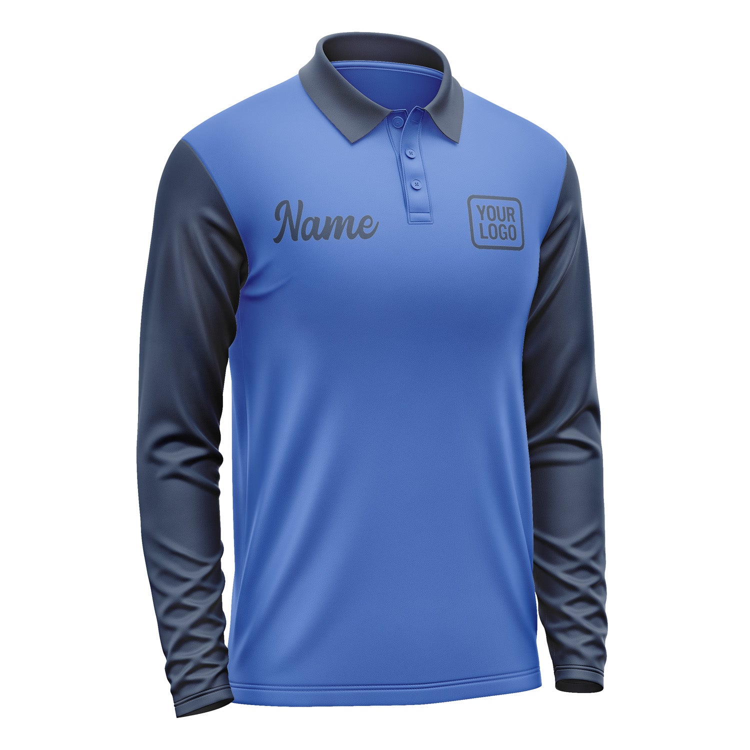 Custom Sky Blue Blue Long Sleeve Polo Shirt Pl091010B110