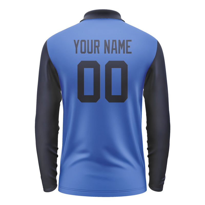 Custom Sky Blue Navy Long Sleeve Polo Shirt Pl091111B111