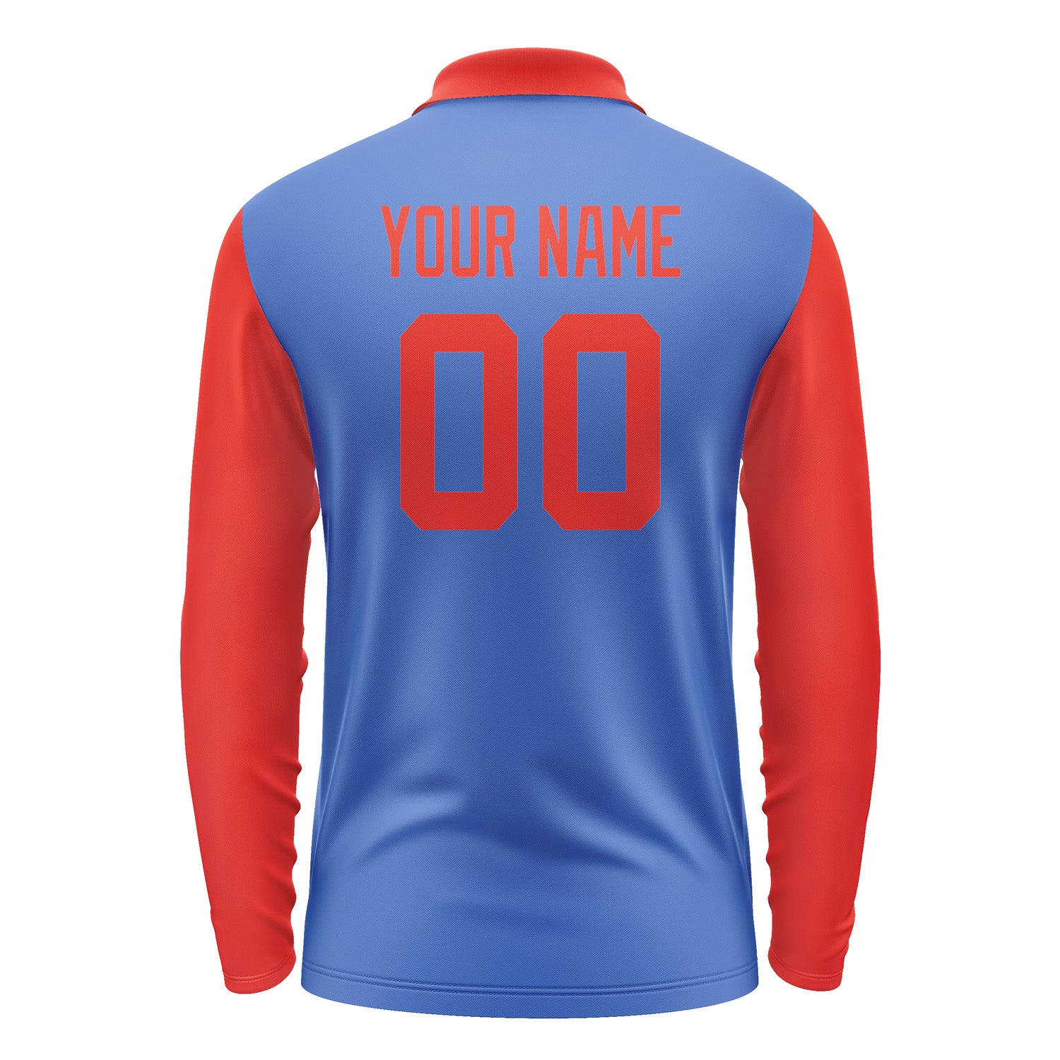 Custom Sky Blue Orange Red Long Sleeve Polo Shirt Pl091212B112