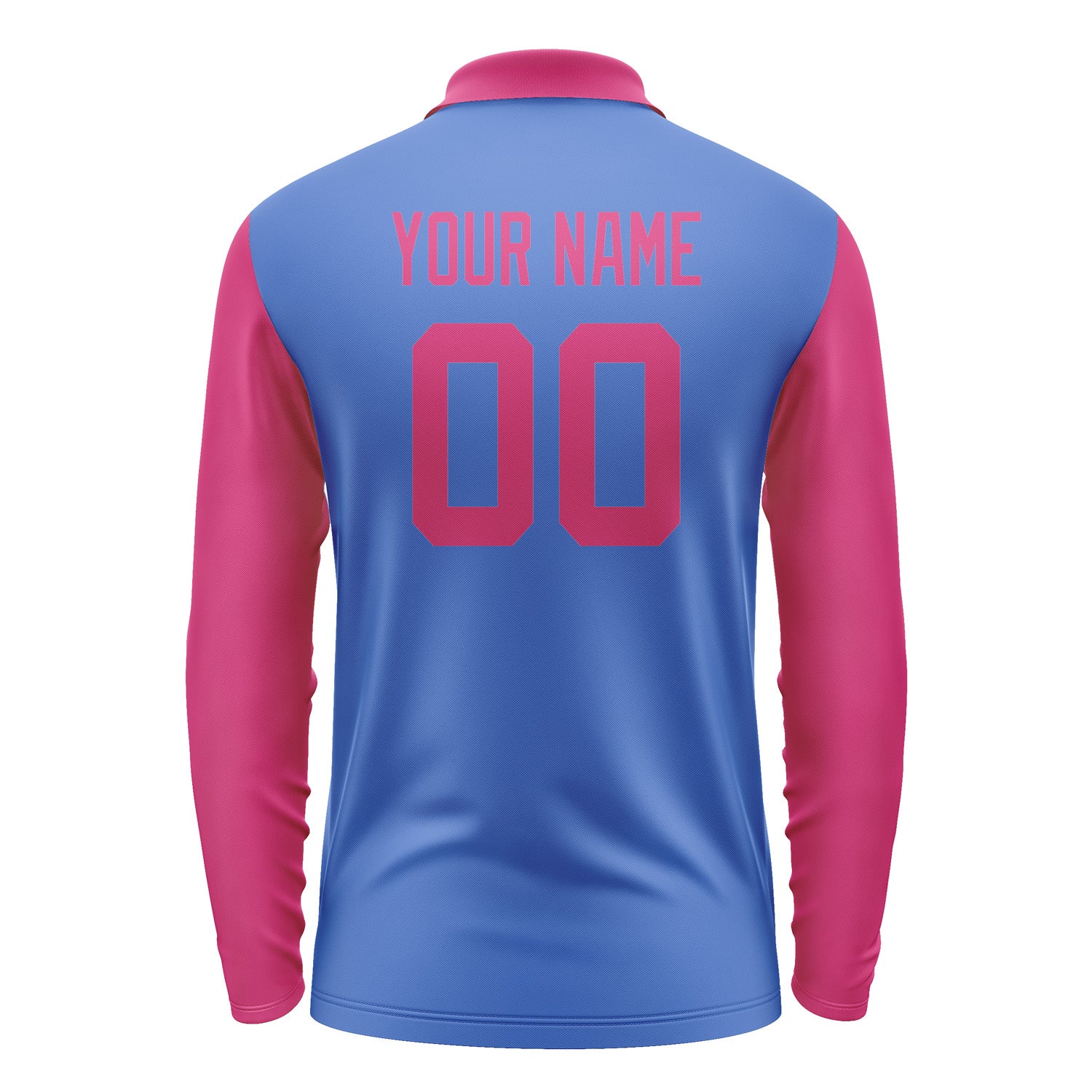 Custom Sky Blue Pink Long Sleeve Polo Shirt Pl091313B113