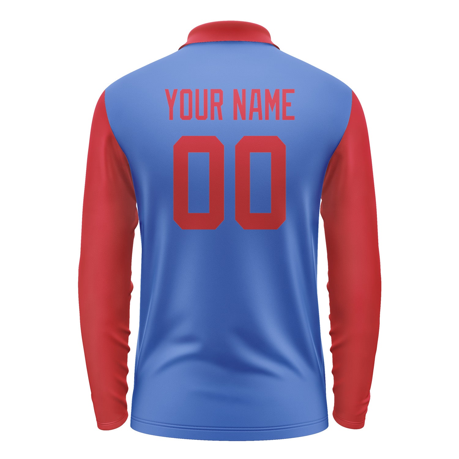 Custom Sky Blue Red Long Sleeve Polo Shirt Pl091414B114