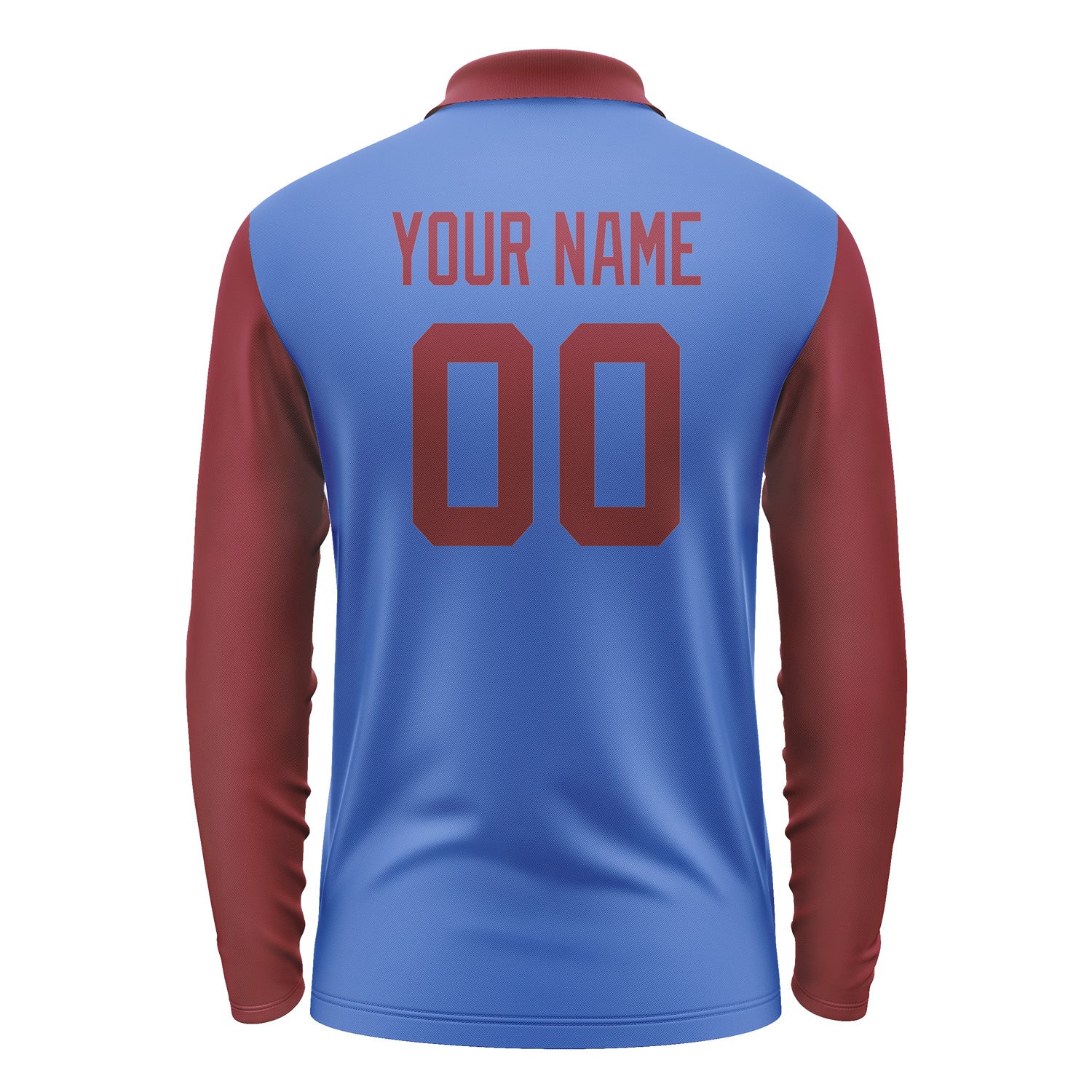 Custom Sky Blue Crimson Red Long Sleeve Polo Shirt Pl091515B115