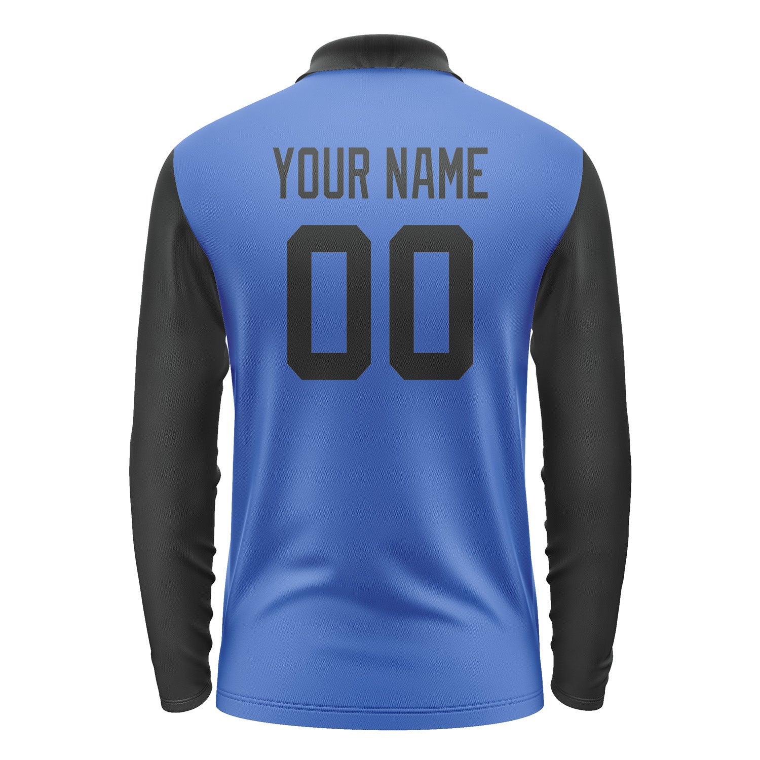 Custom Sky Blue Black Long Sleeve Polo Shirt Pl091717B117