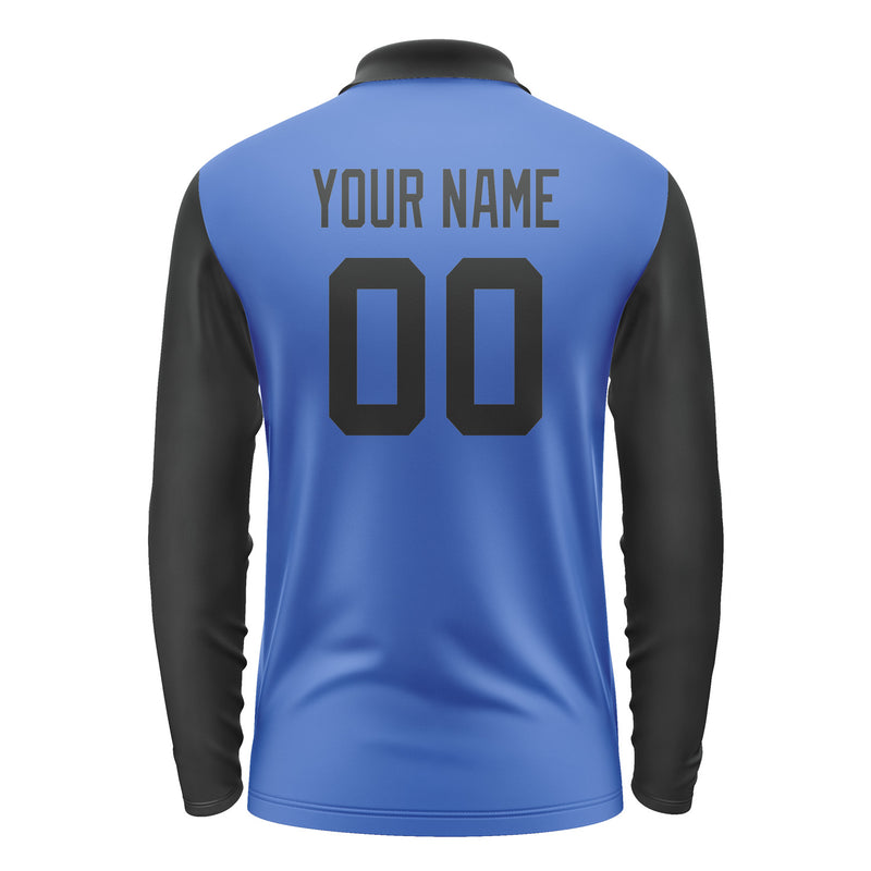 Custom Sky Blue Black Long Sleeve Polo Shirt Pl091717B117