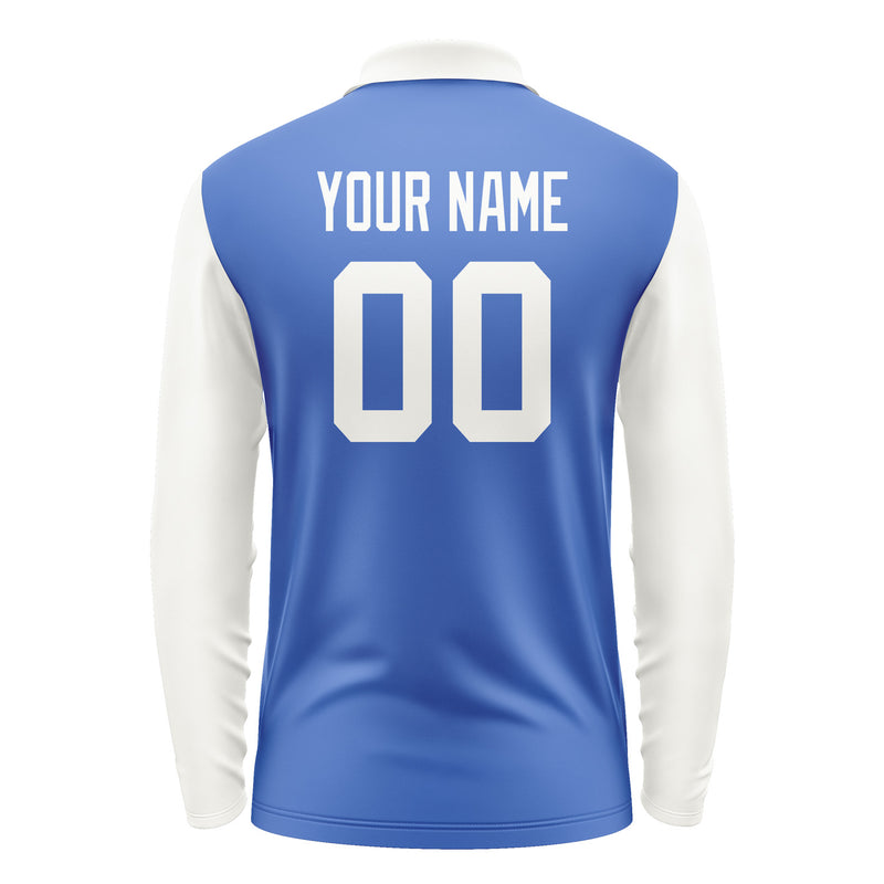 Custom Sky Blue White Long Sleeve Polo Shirt Pl091818B118