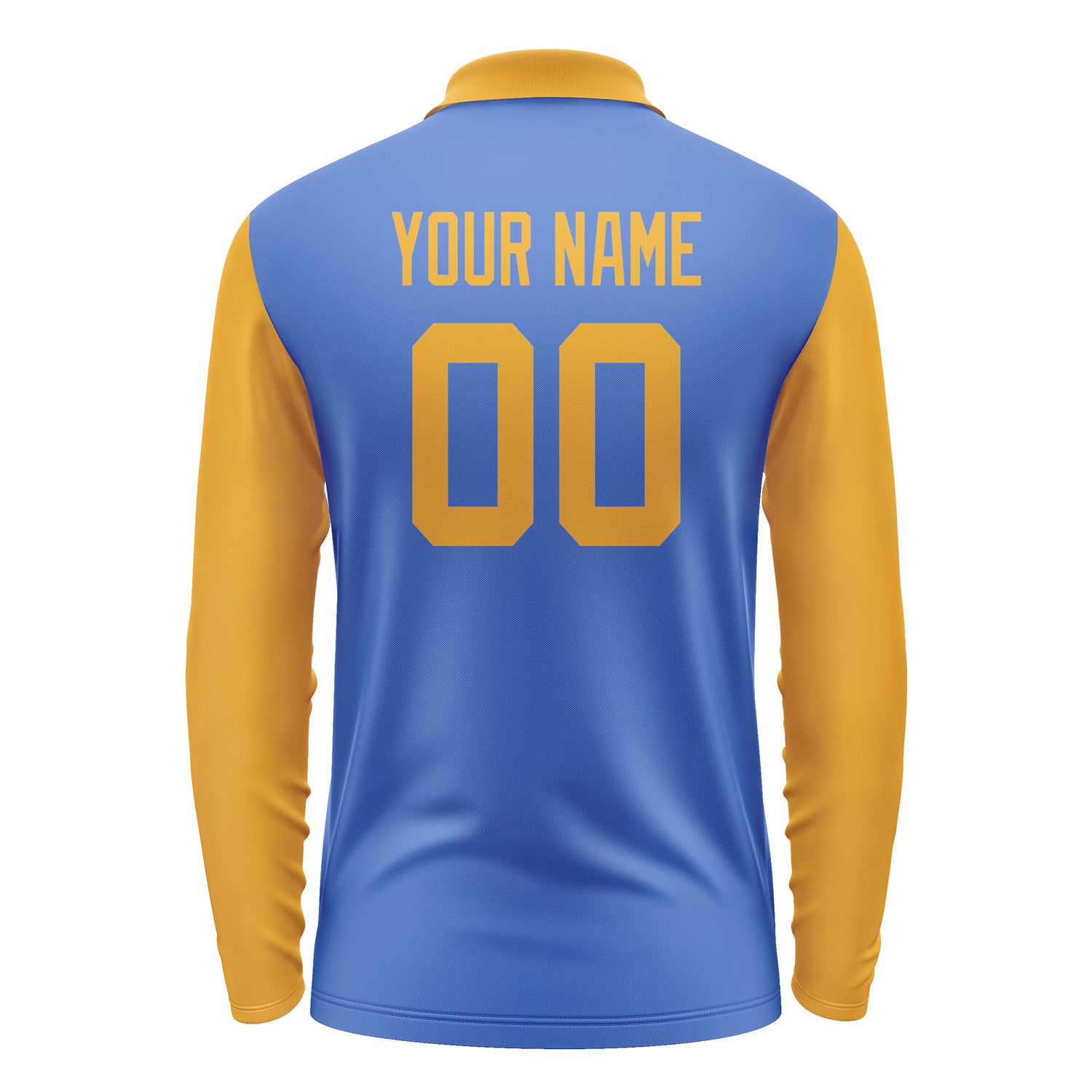 Custom Sky Blue Yellow Long Sleeve Polo Shirt Pl091919B119