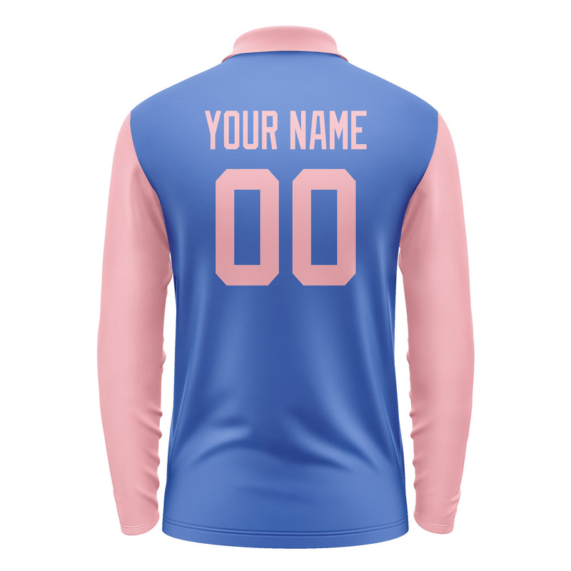 Custom Sky Blue Light Pink Long Sleeve Polo Shirt Pl092121B121