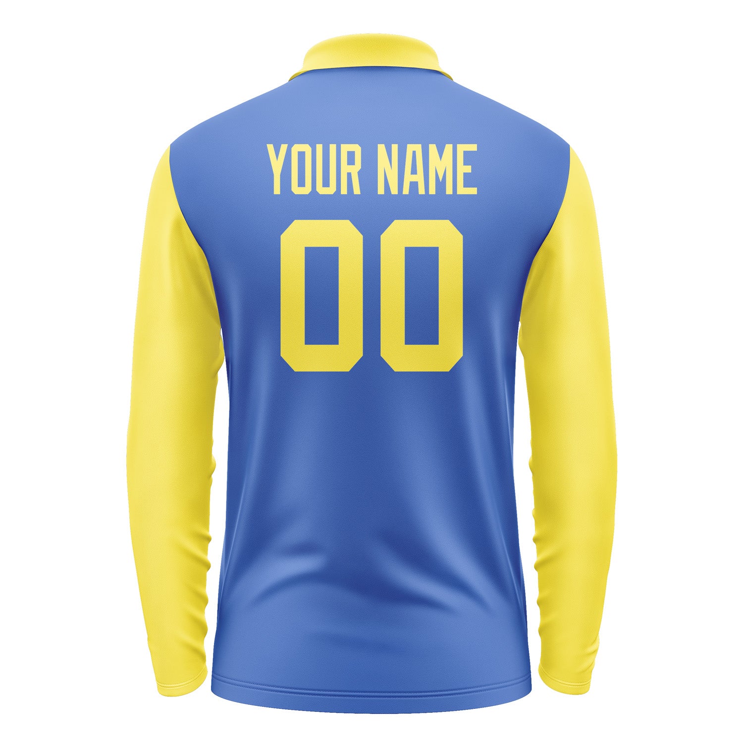 Custom Sky Blue Light Yellow Long Sleeve Polo Shirt Pl092626B126